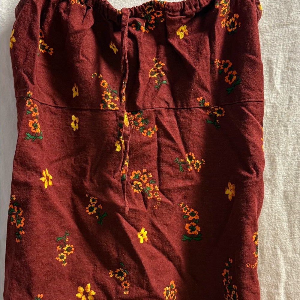 Kimchi Blue Urban Outfitters Floral Linen Mini Dress XS S Y2K Cottagecore Fall